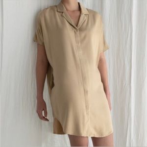 Oak + Fort beige shirt dress.